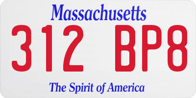 MA license plate 312BP8