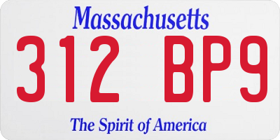 MA license plate 312BP9