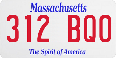 MA license plate 312BQ0