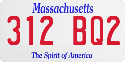 MA license plate 312BQ2