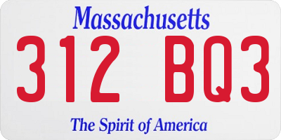 MA license plate 312BQ3