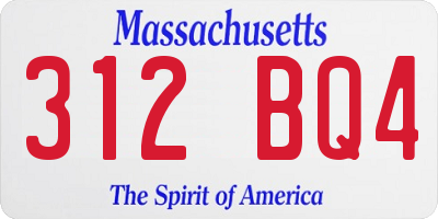 MA license plate 312BQ4