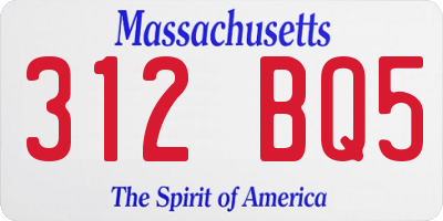 MA license plate 312BQ5
