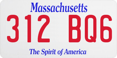 MA license plate 312BQ6