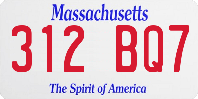MA license plate 312BQ7