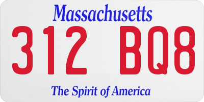MA license plate 312BQ8