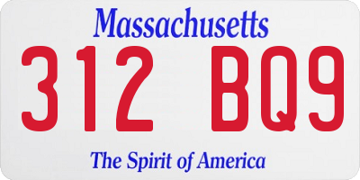 MA license plate 312BQ9
