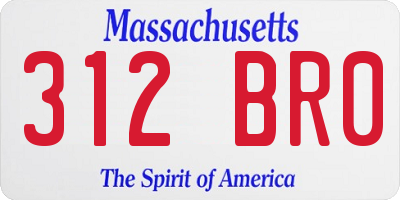 MA license plate 312BR0