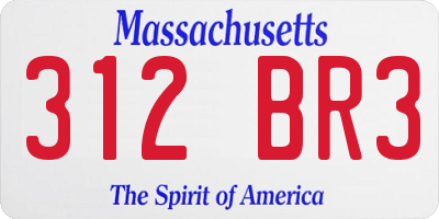 MA license plate 312BR3
