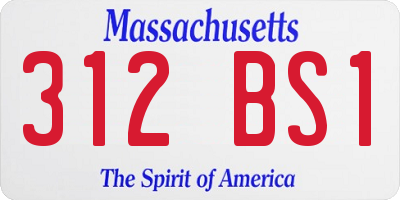 MA license plate 312BS1