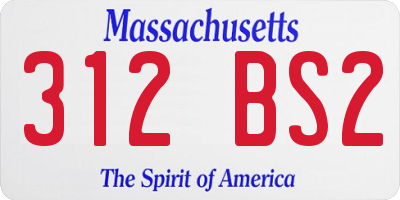 MA license plate 312BS2