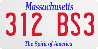 MA license plate 312BS3