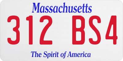 MA license plate 312BS4