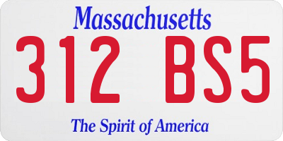 MA license plate 312BS5