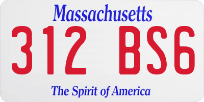 MA license plate 312BS6