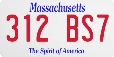 MA license plate 312BS7