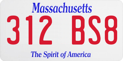 MA license plate 312BS8