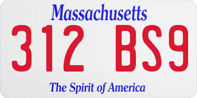 MA license plate 312BS9