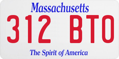 MA license plate 312BT0