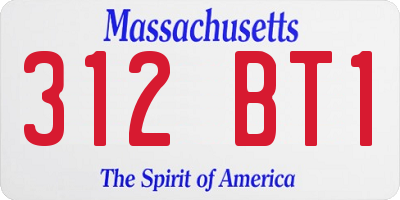 MA license plate 312BT1