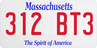 MA license plate 312BT3