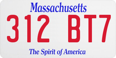 MA license plate 312BT7