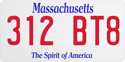 MA license plate 312BT8