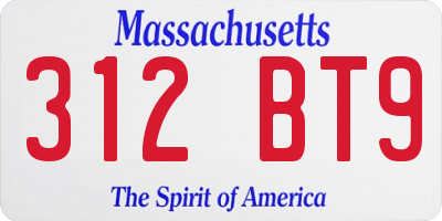 MA license plate 312BT9
