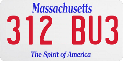 MA license plate 312BU3
