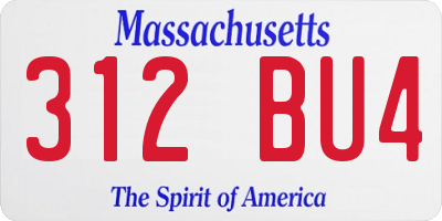 MA license plate 312BU4