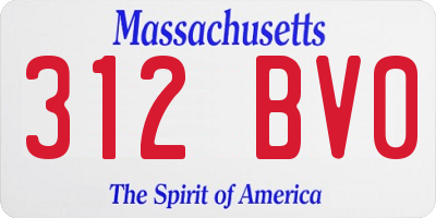 MA license plate 312BV0