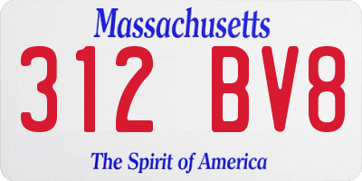 MA license plate 312BV8