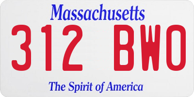 MA license plate 312BW0