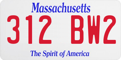 MA license plate 312BW2