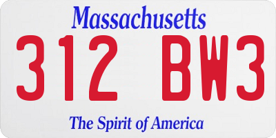 MA license plate 312BW3