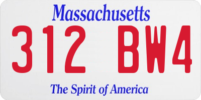 MA license plate 312BW4