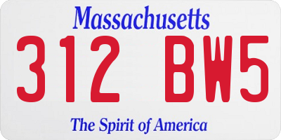 MA license plate 312BW5