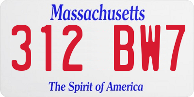 MA license plate 312BW7
