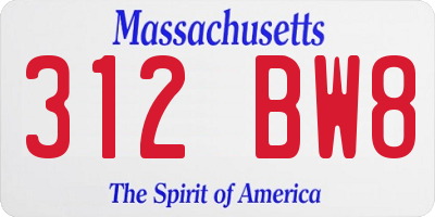 MA license plate 312BW8