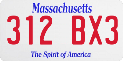 MA license plate 312BX3