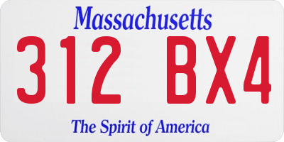 MA license plate 312BX4