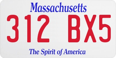 MA license plate 312BX5