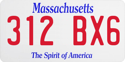 MA license plate 312BX6