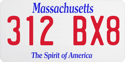 MA license plate 312BX8