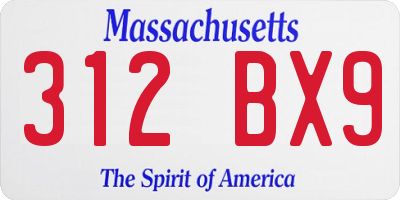 MA license plate 312BX9
