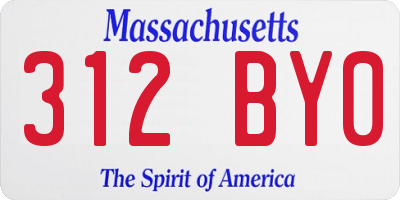 MA license plate 312BY0