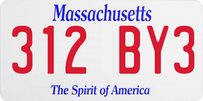 MA license plate 312BY3