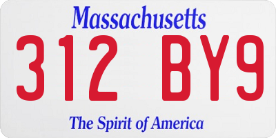 MA license plate 312BY9
