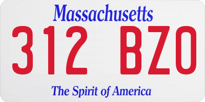 MA license plate 312BZ0