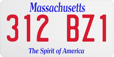MA license plate 312BZ1